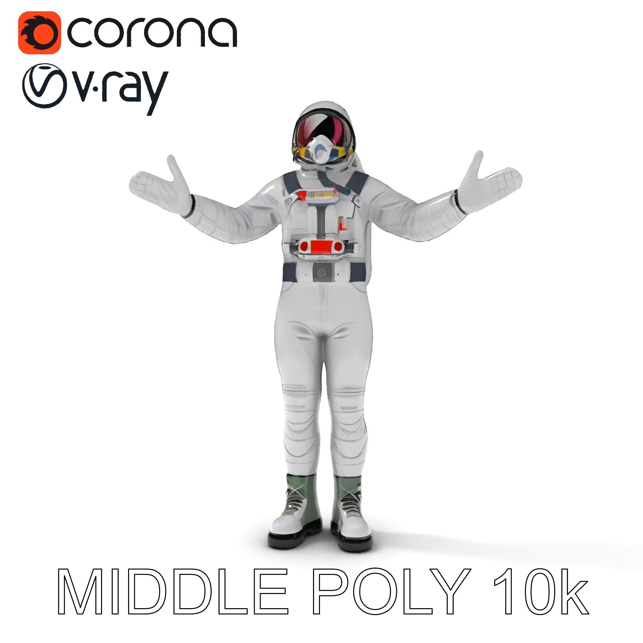 Astronaut Explorer Rigged D Character Model with PBR Textures Low-poly 3D model_14