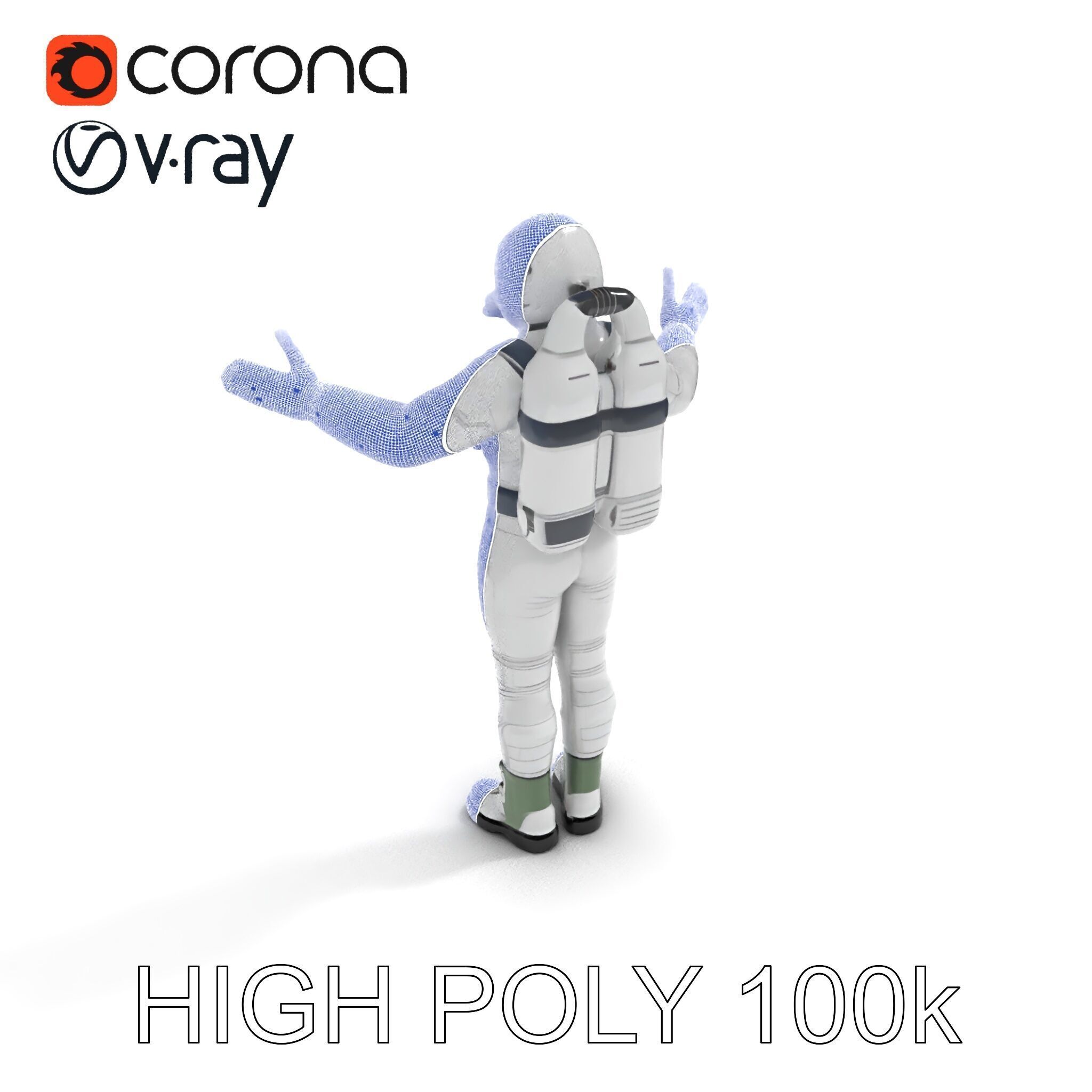 Astronaut Explorer Rigged D Character Model with PBR Textures Low-poly 3D model_36