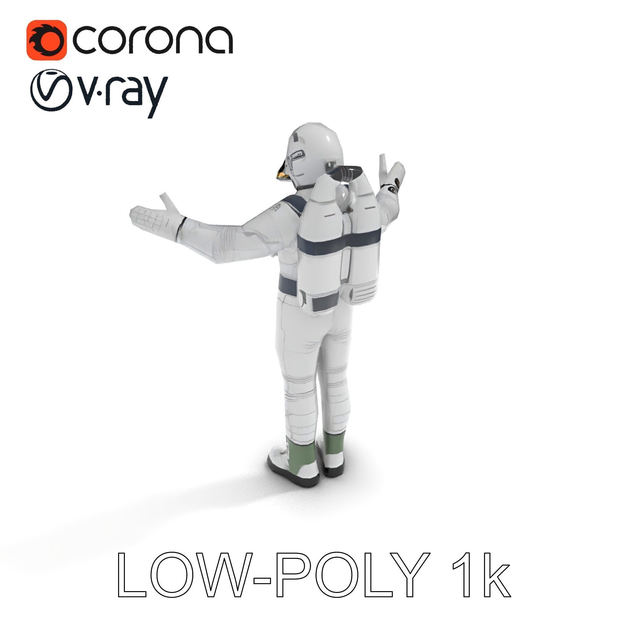 Astronaut Explorer Rigged D Character Model with PBR Textures Low-poly 3D model_31