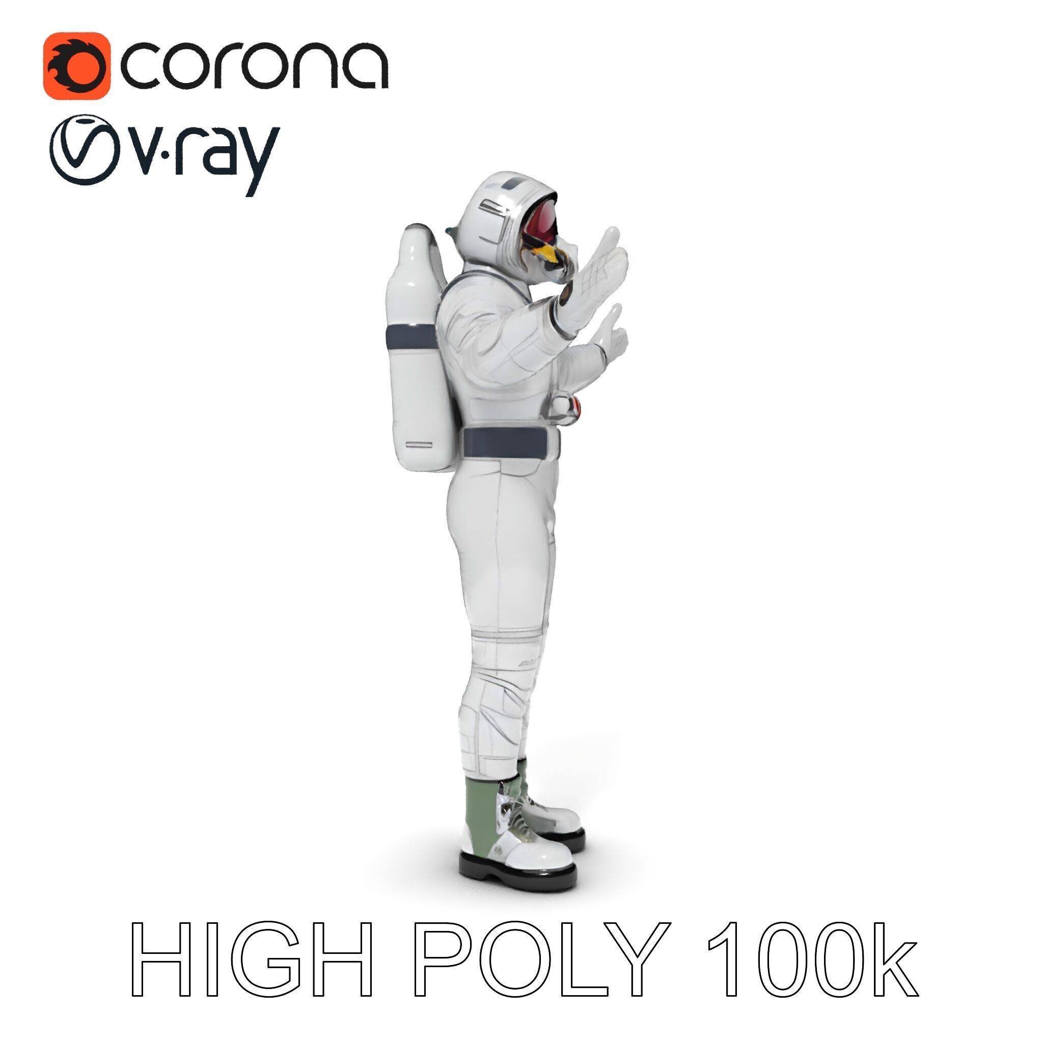 Astronaut Explorer Rigged D Character Model with PBR Textures Low-poly 3D model_8