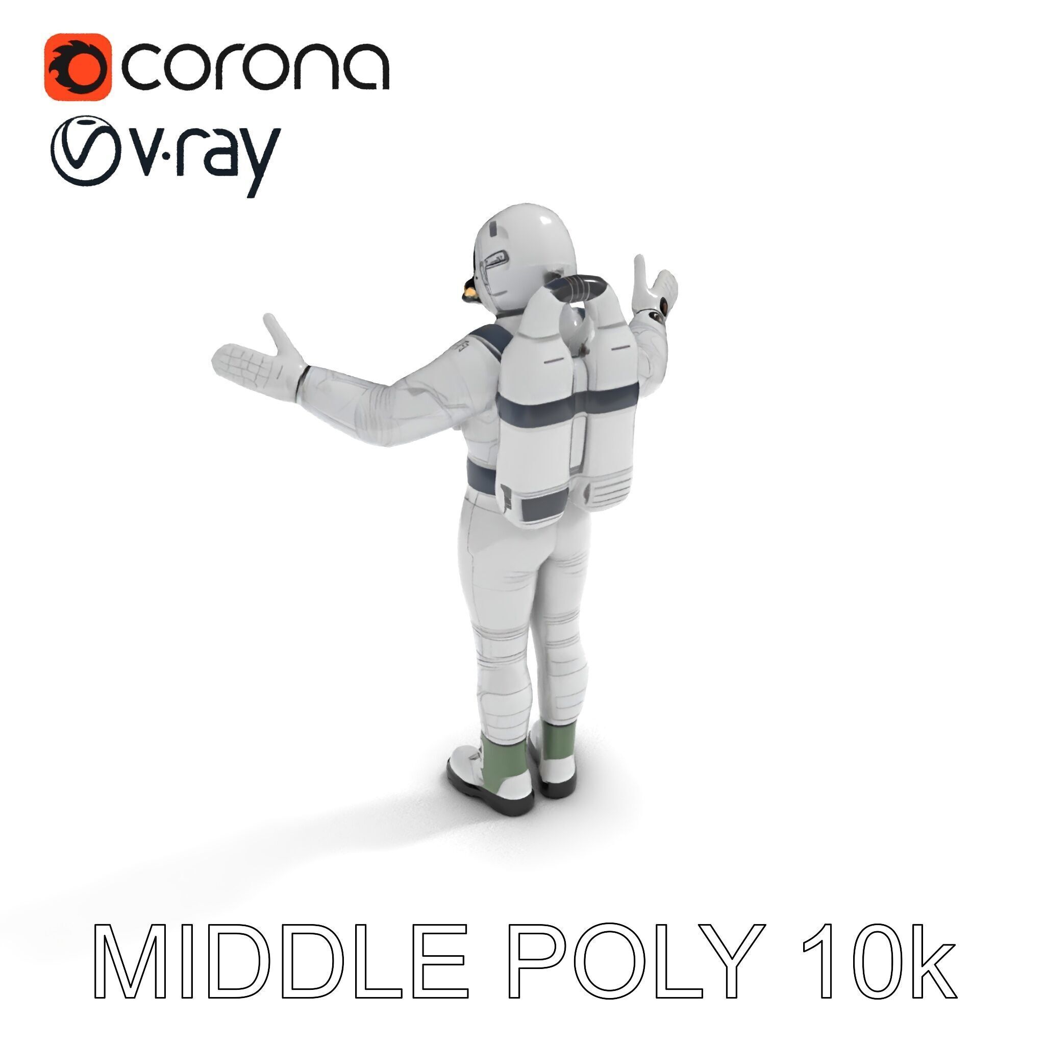 Astronaut Explorer Rigged D Character Model with PBR Textures Low-poly 3D model_19