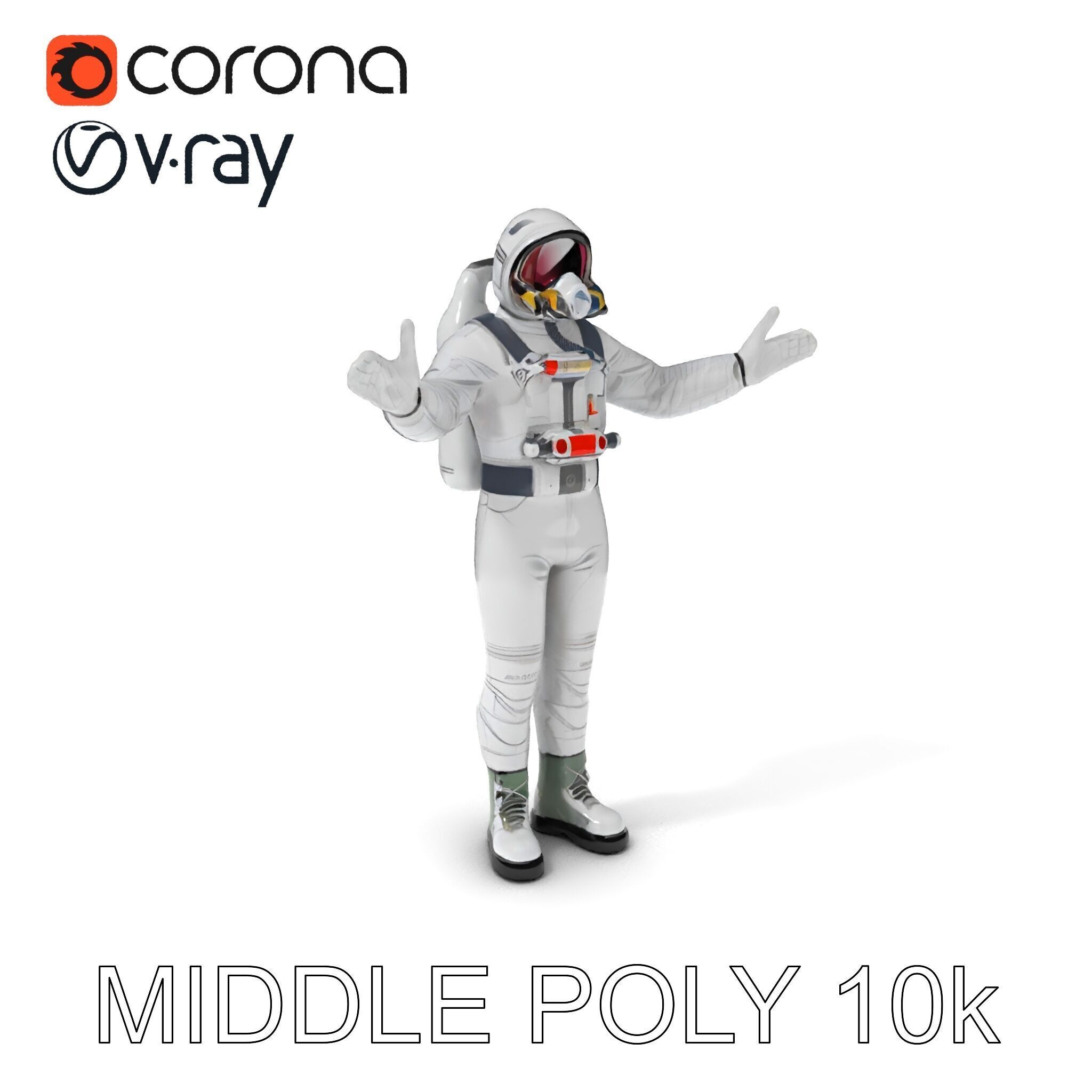 Astronaut Explorer Rigged D Character Model with PBR Textures Low-poly 3D model_9