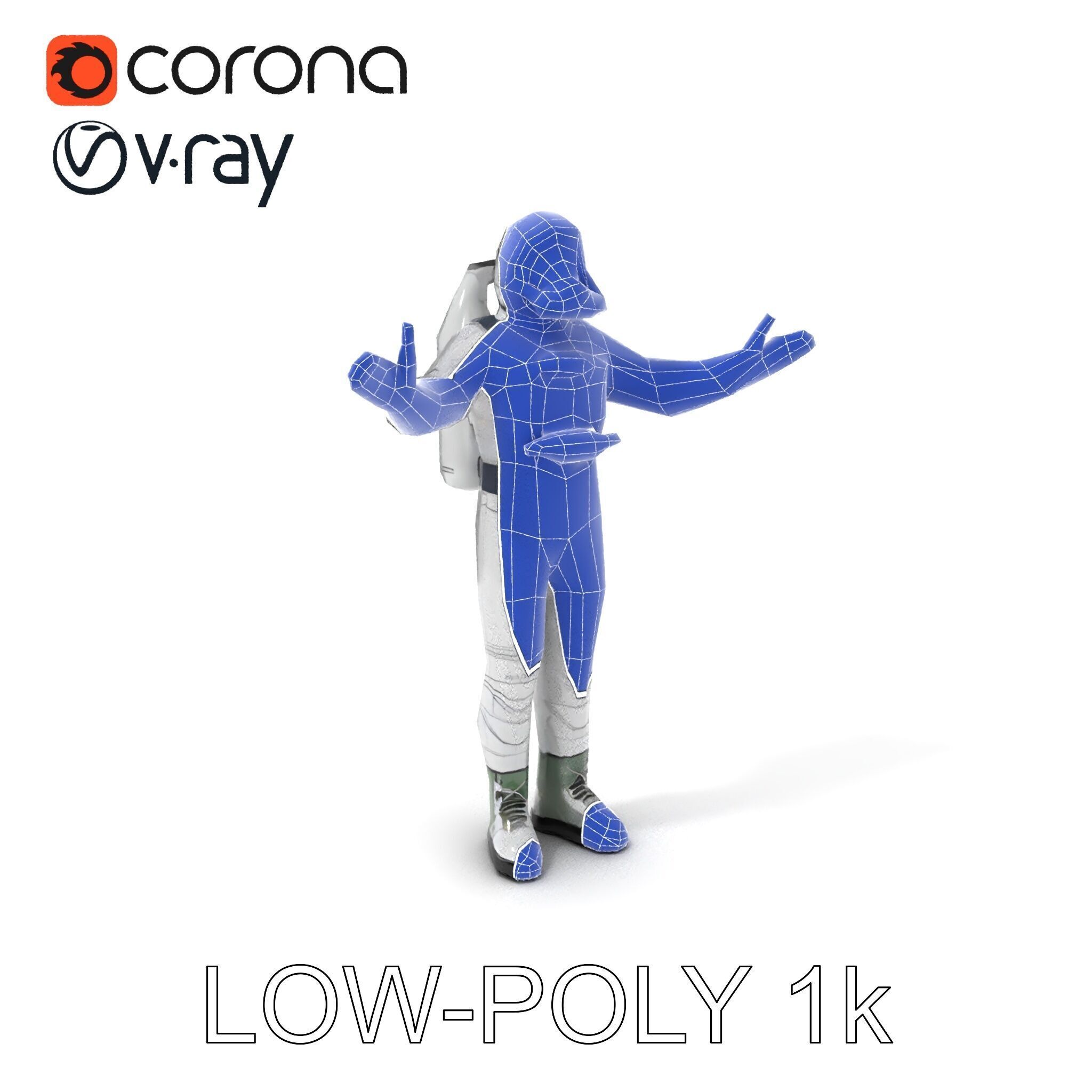 Astronaut Explorer Rigged D Character Model with PBR Textures Low-poly 3D model_7