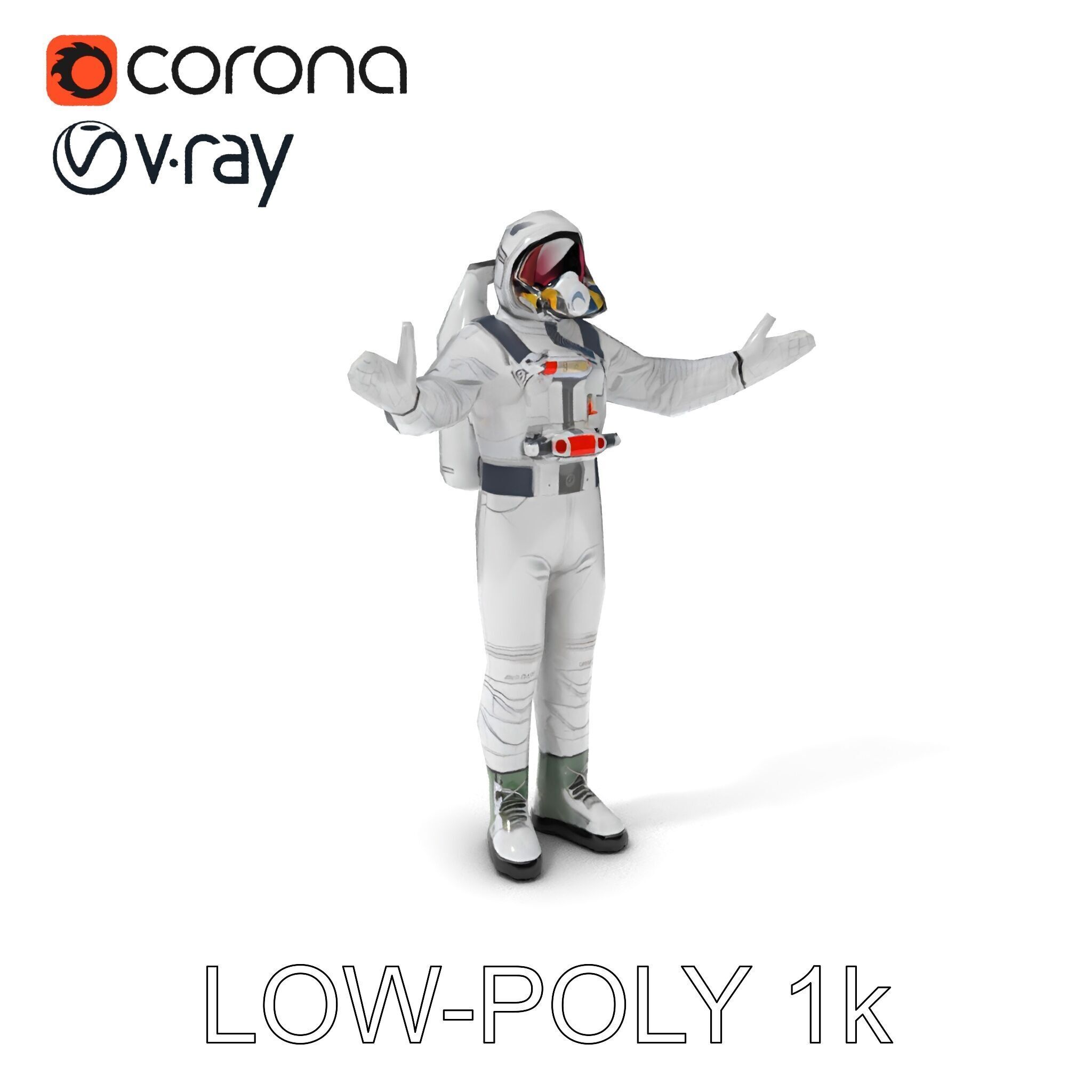 Astronaut Explorer Rigged D Character Model with PBR Textures Low-poly 3D model_17