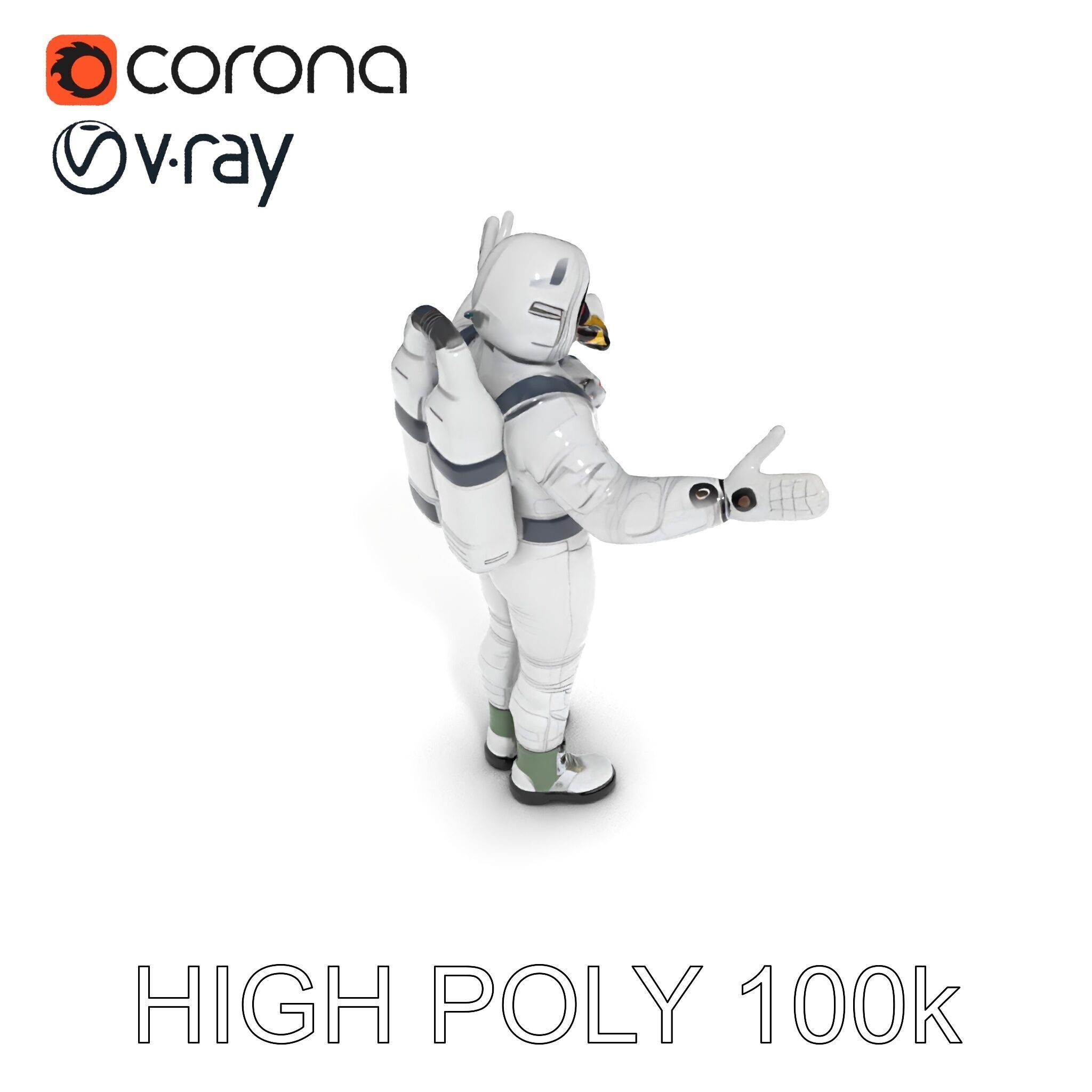 Astronaut Explorer Rigged D Character Model with PBR Textures Low-poly 3D model_21