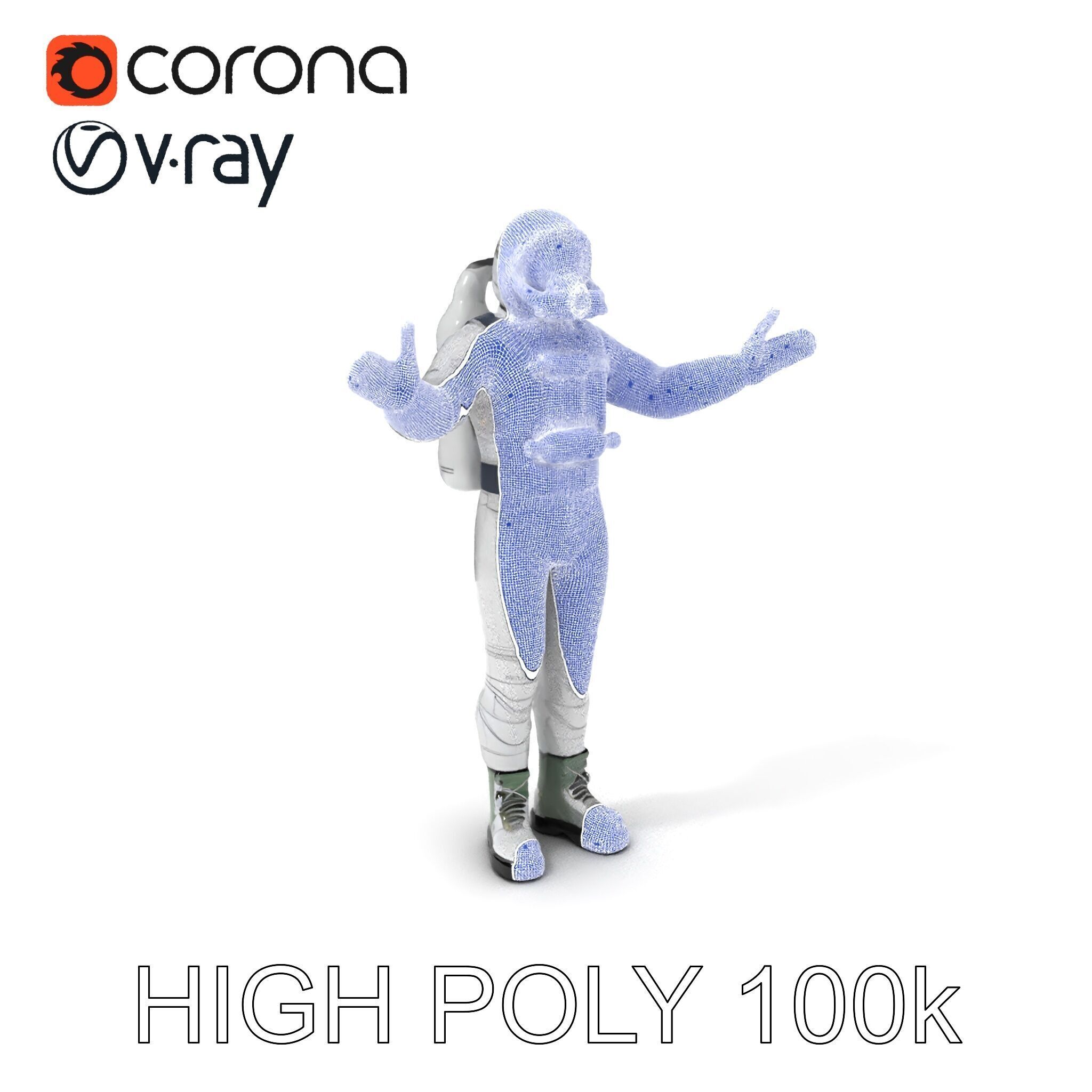 Astronaut Explorer Rigged D Character Model with PBR Textures Low-poly 3D model_3