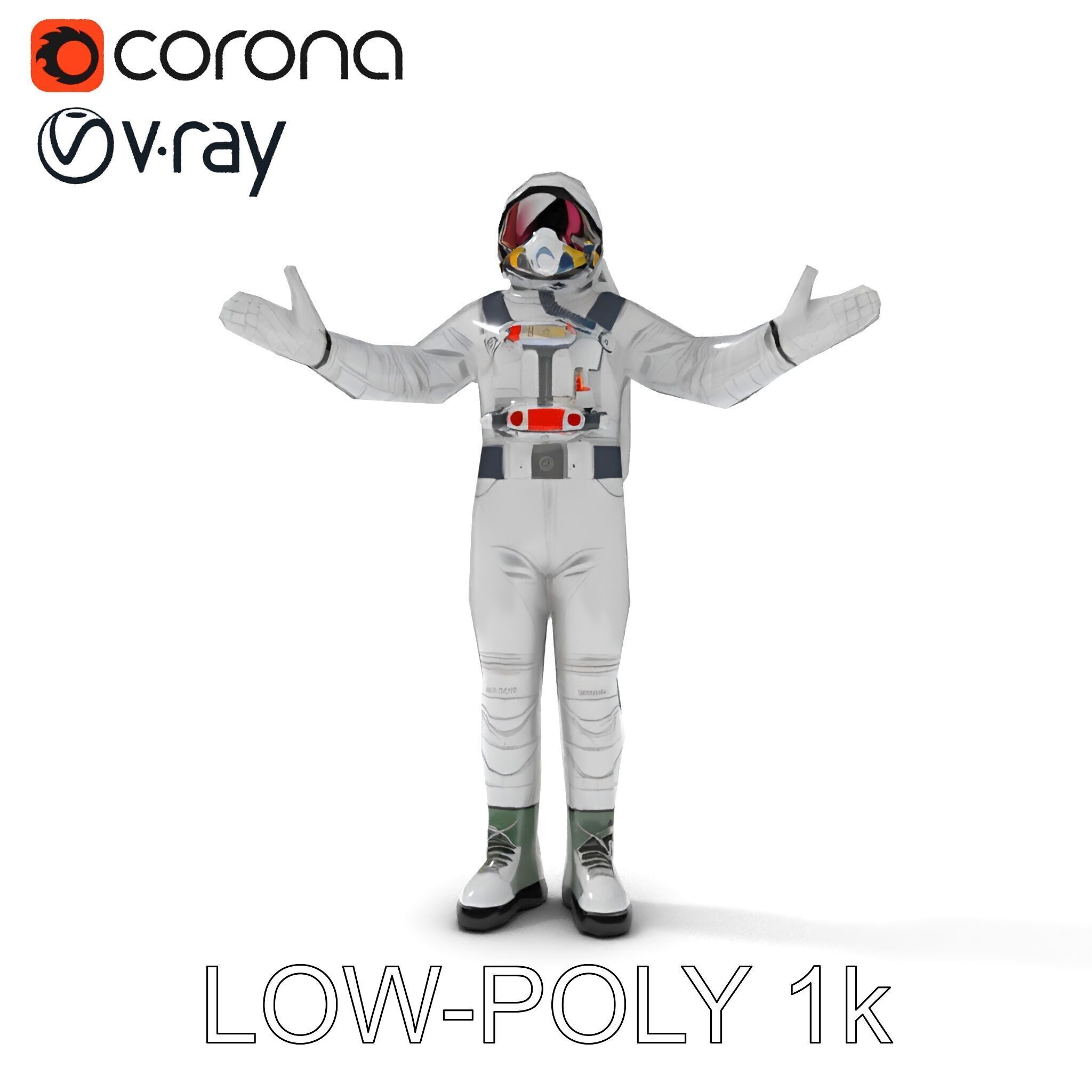 Astronaut Explorer Rigged D Character Model with PBR Textures Low-poly 3D model_26