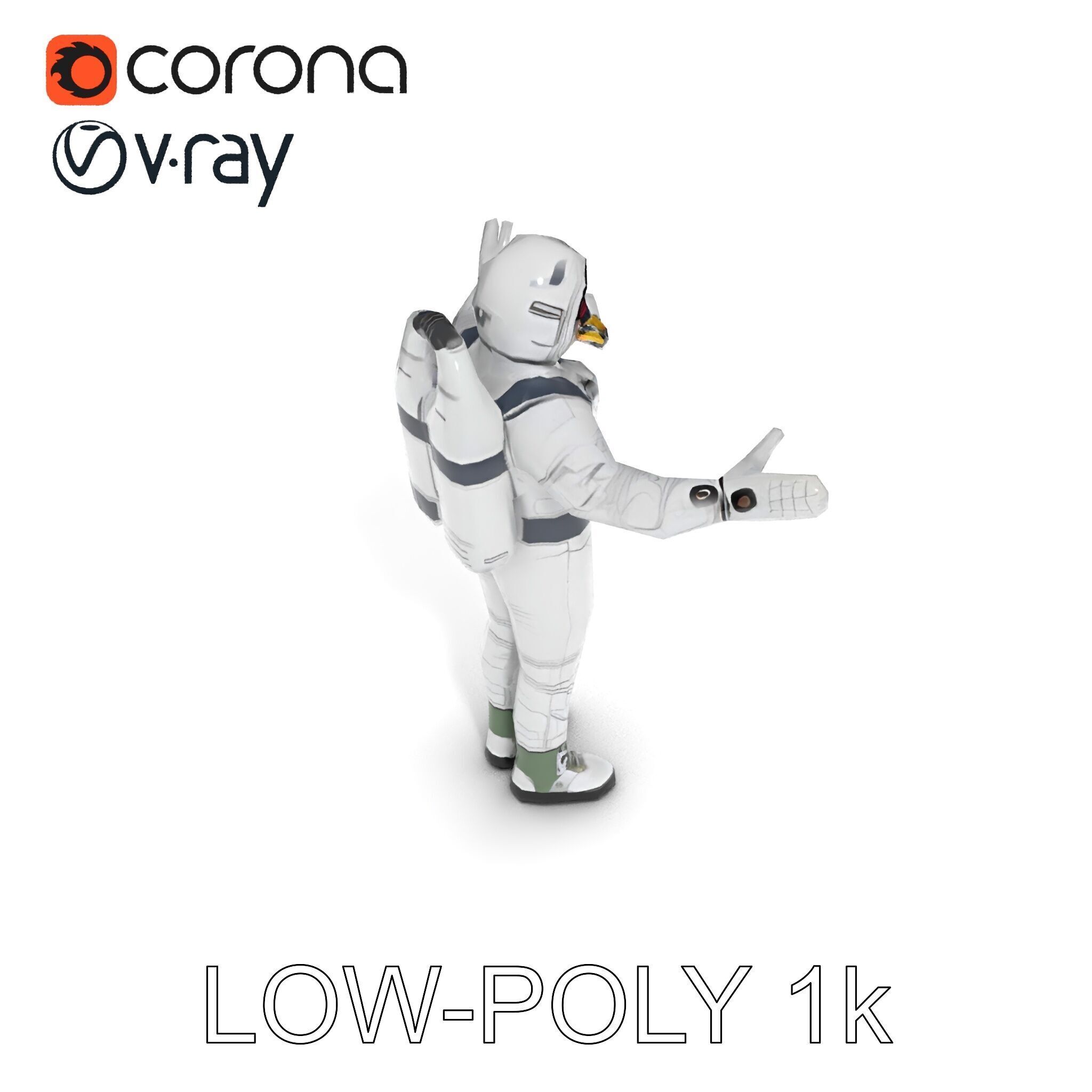 Astronaut Explorer Rigged D Character Model with PBR Textures Low-poly 3D model_15