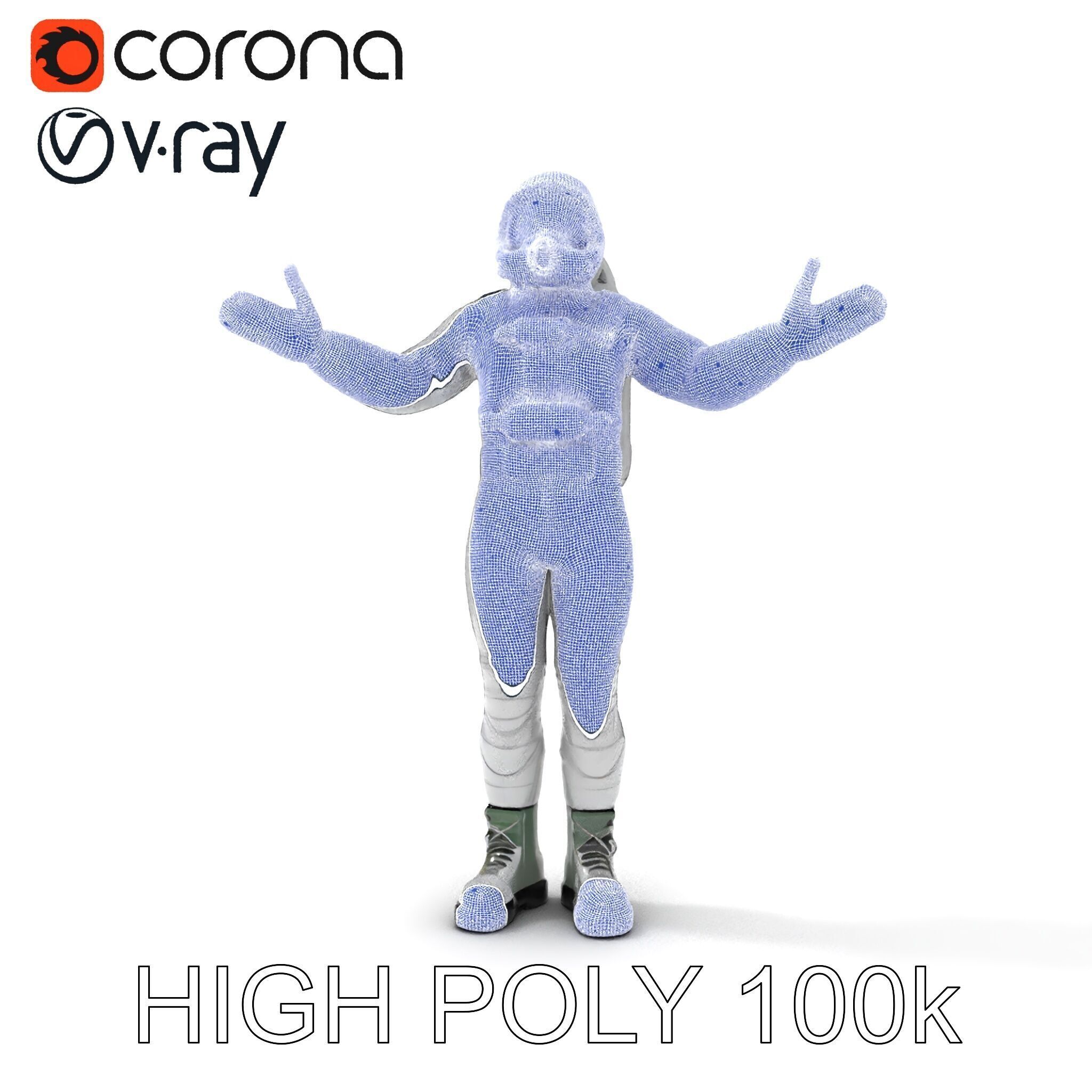 Astronaut Explorer Rigged D Character Model with PBR Textures Low-poly 3D model_34