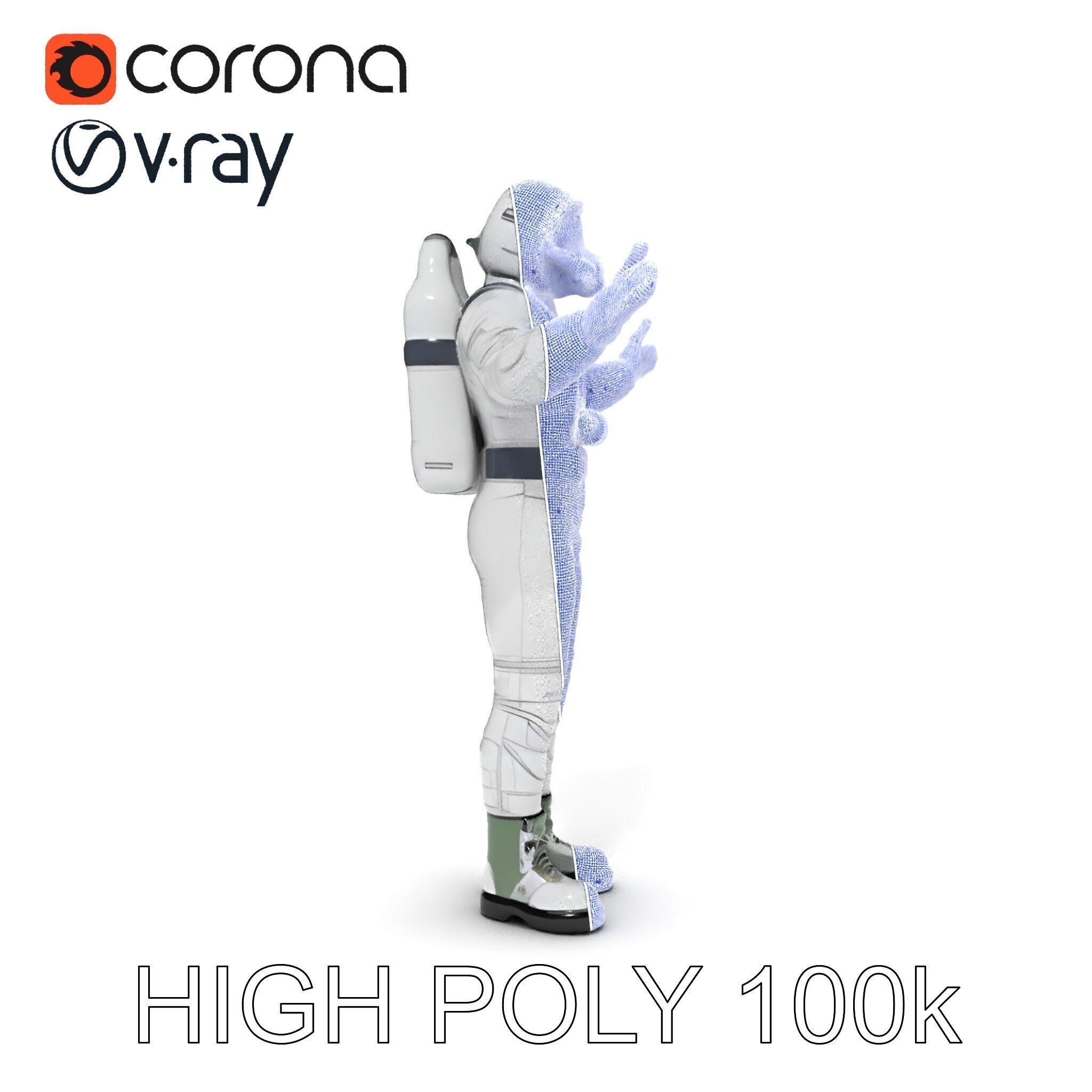 Astronaut Explorer Rigged D Character Model with PBR Textures Low-poly 3D model_11