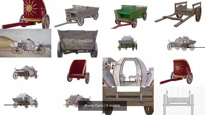 Rustic Carts 3D Model Collection