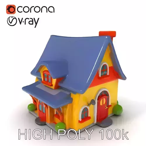 Cartoon House D Model Pack for Game and Animation