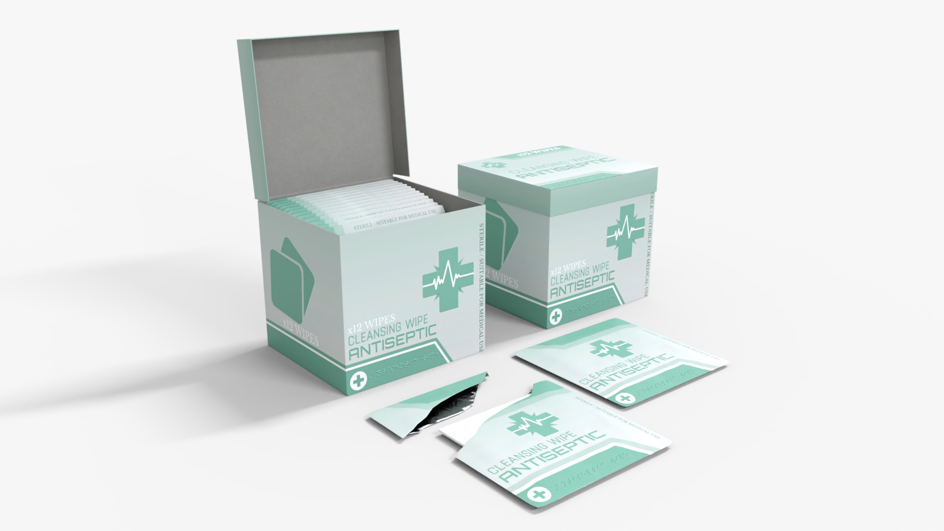 Antiseptic Wipe Box Medical Low-poly 3D model_1