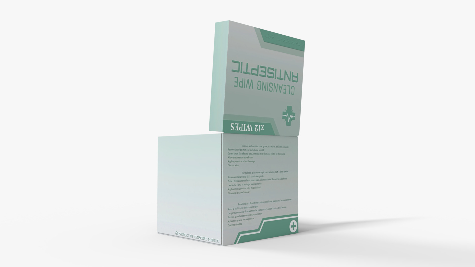 Antiseptic Wipe Box Medical Low-poly 3D model_2