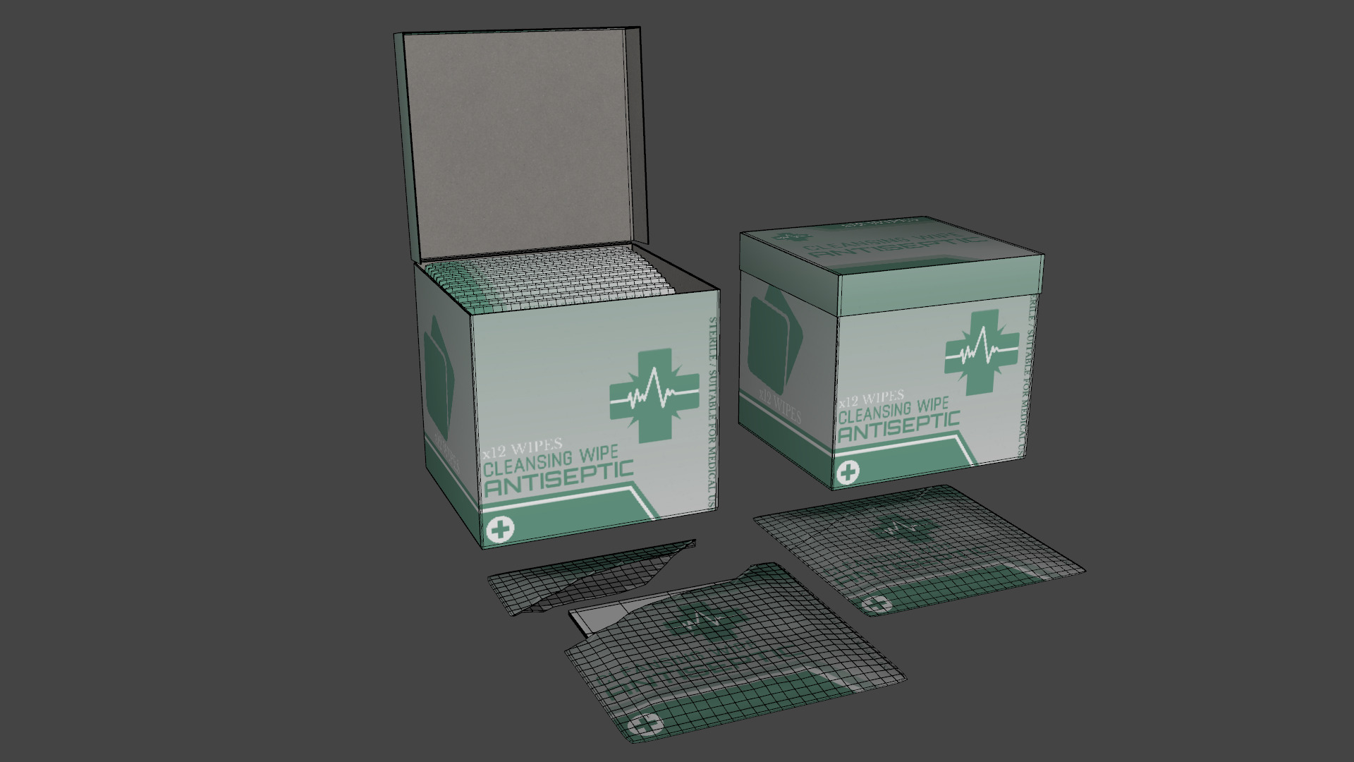 Antiseptic Wipe Box Medical Low-poly 3D model_8