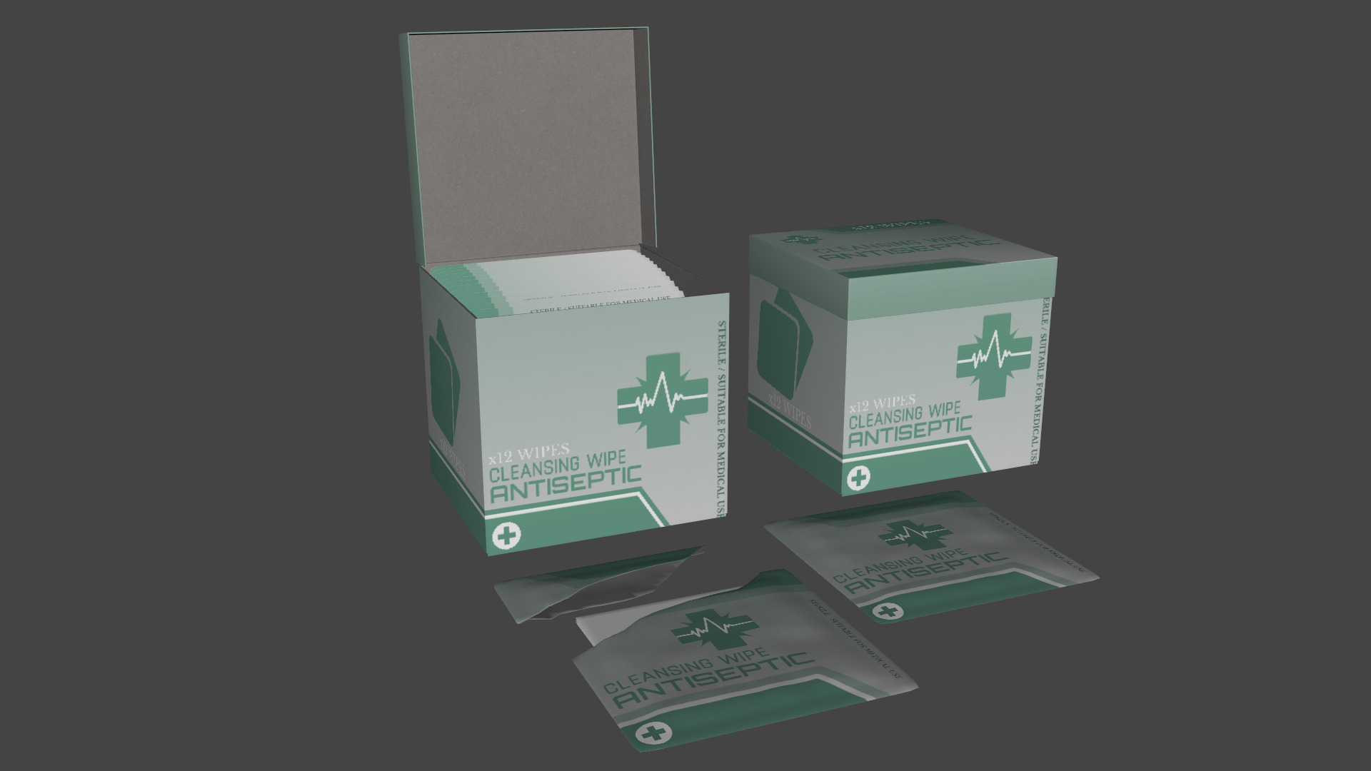 Antiseptic Wipe Box Medical Low-poly 3D model_7