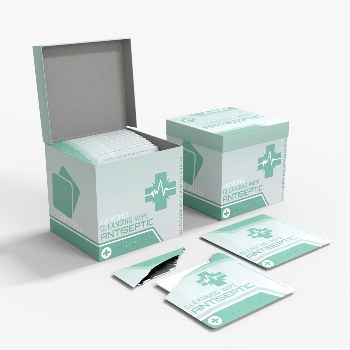 Antiseptic Wipe Box Medical Low-poly 3D model_6