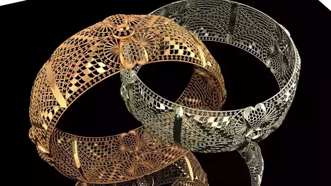 1371 Ornate Blossom Gold Bangle 16gm