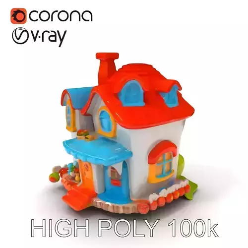 Cartoon House D Model Pack with Colorful Roof