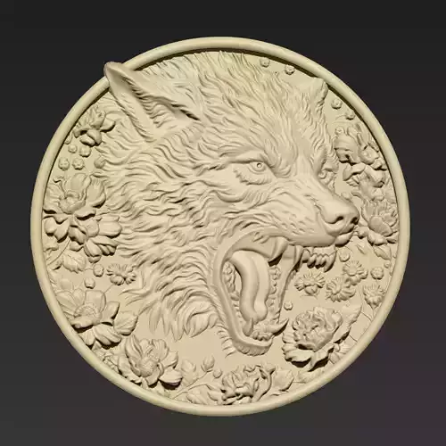 Angry Wolf Head A101 3D print model
