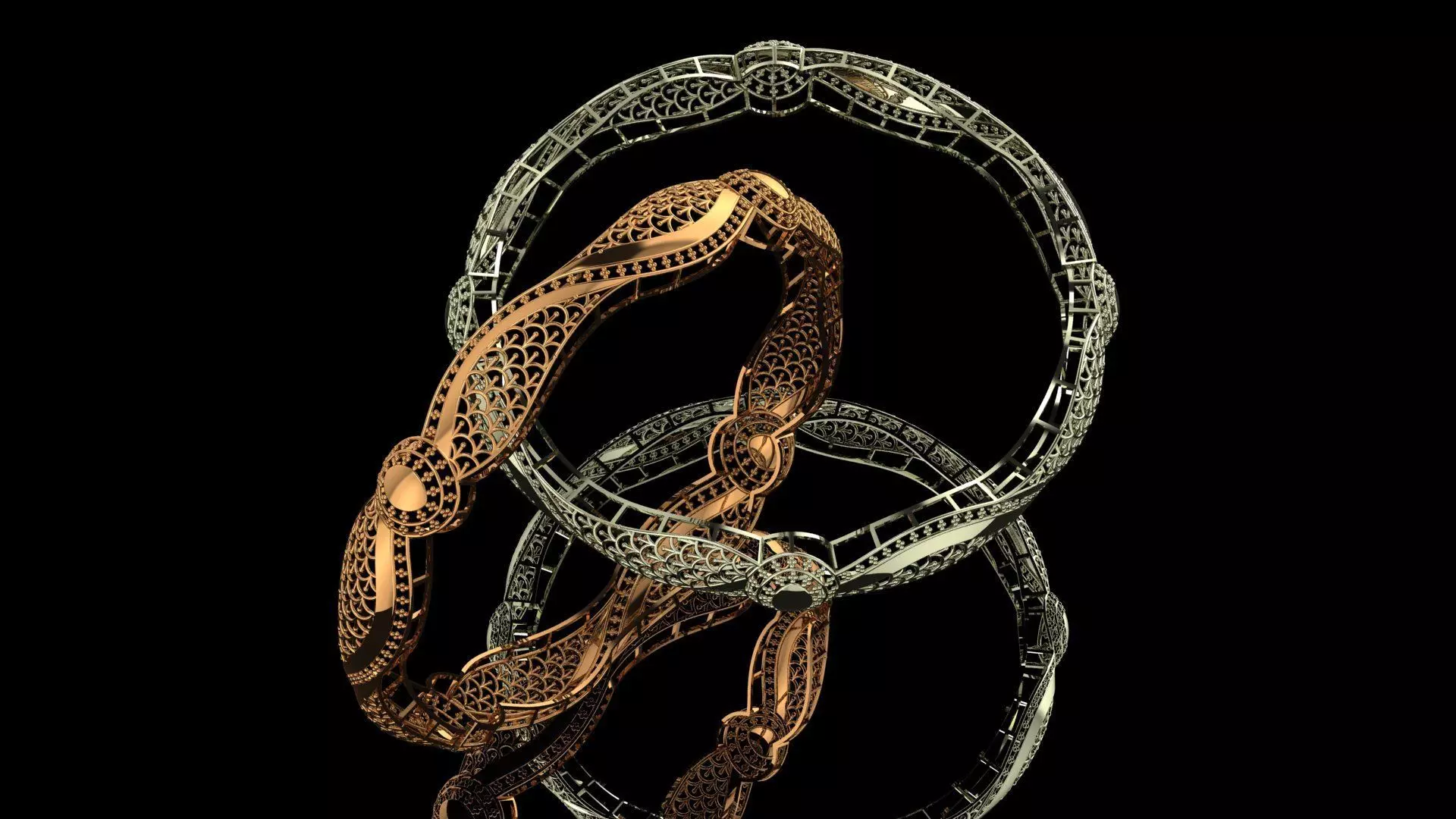 127 Arabesque Curve Gold Bangle 9gm 3D print model_0