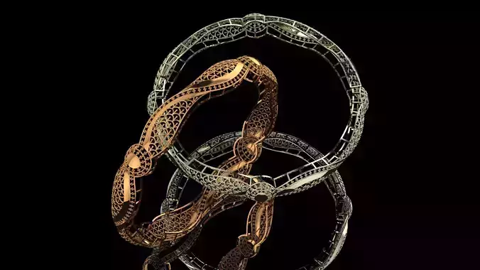 127 Arabesque Curve Gold Bangle 9gm 3D print model