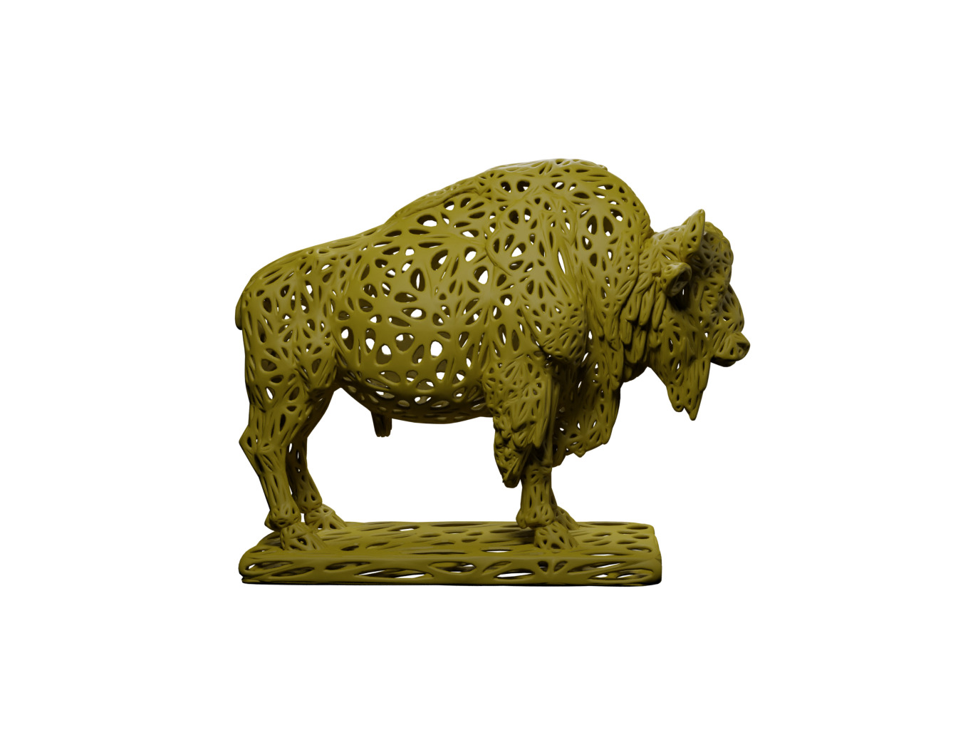 Bison Voronoi Style 3D print model_2