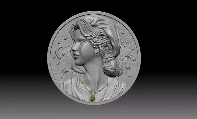 lady 3d base relief pendant cnc design