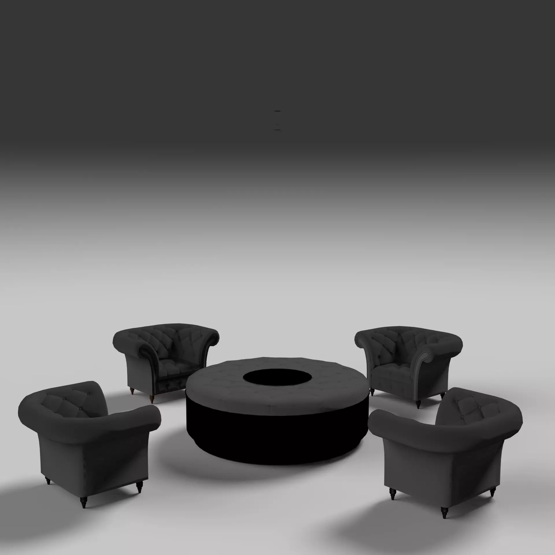 Elegant Black Lounge Set 3D model