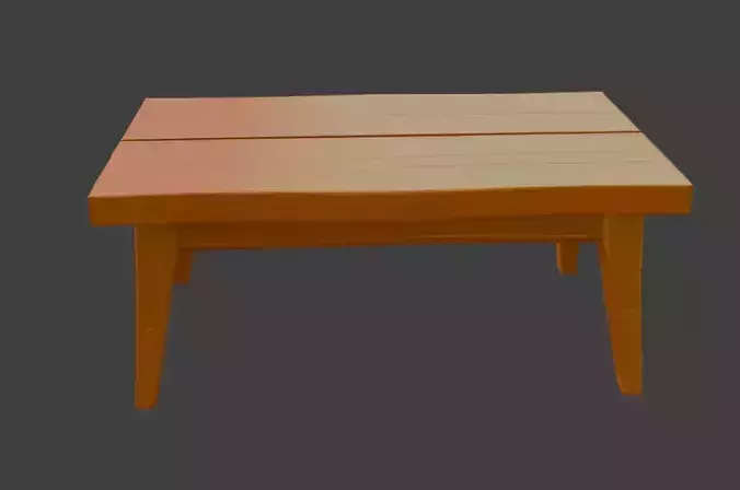 Wooden Table Realistic Game-Ready 3D Model with PBR Textures