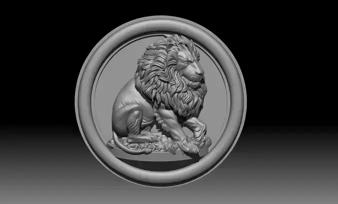lion 3d base relief pendant cnc design