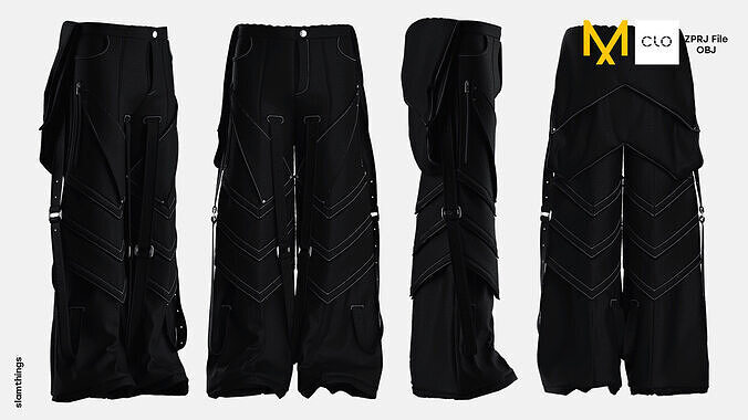 Streetwear Denim Baggy Pants Model 052 3D model