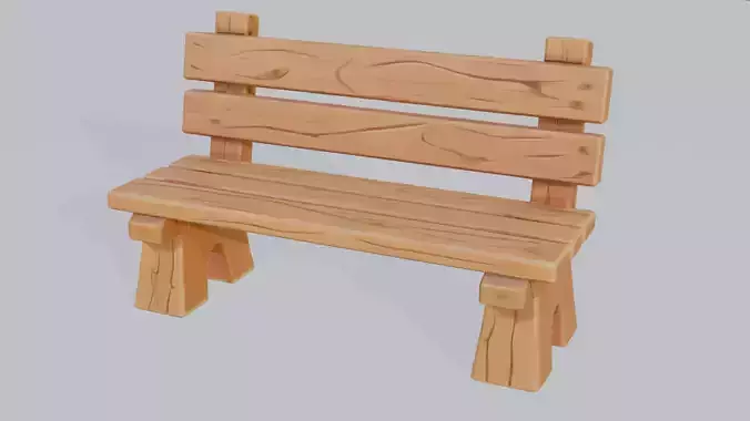 Plain Wooden Bench 0 Game-Ready 3D Model 0 10K Triangles 0 FBX