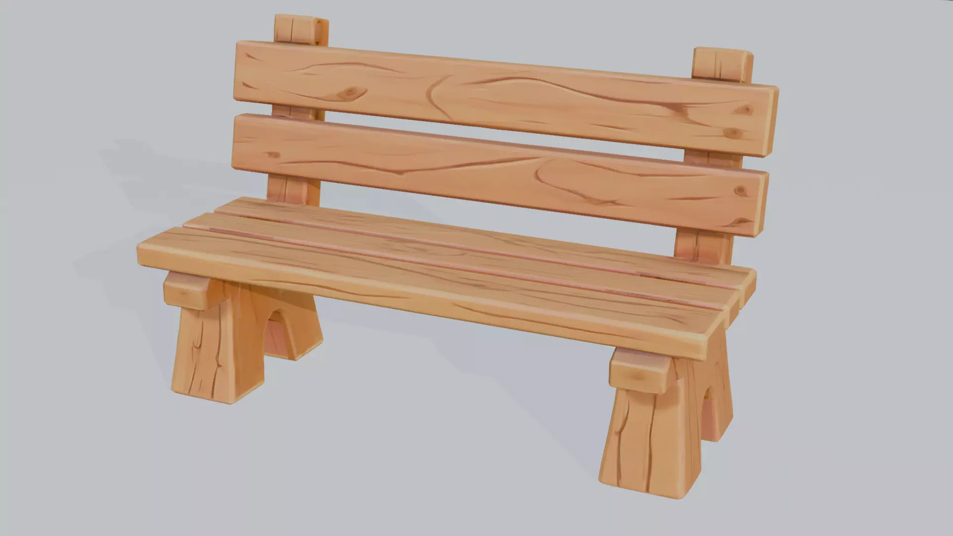 Plain Wooden Bench 0 Game-Ready 3D Model 0 10K Triangles 0 FBX Low-poly 3D model_0