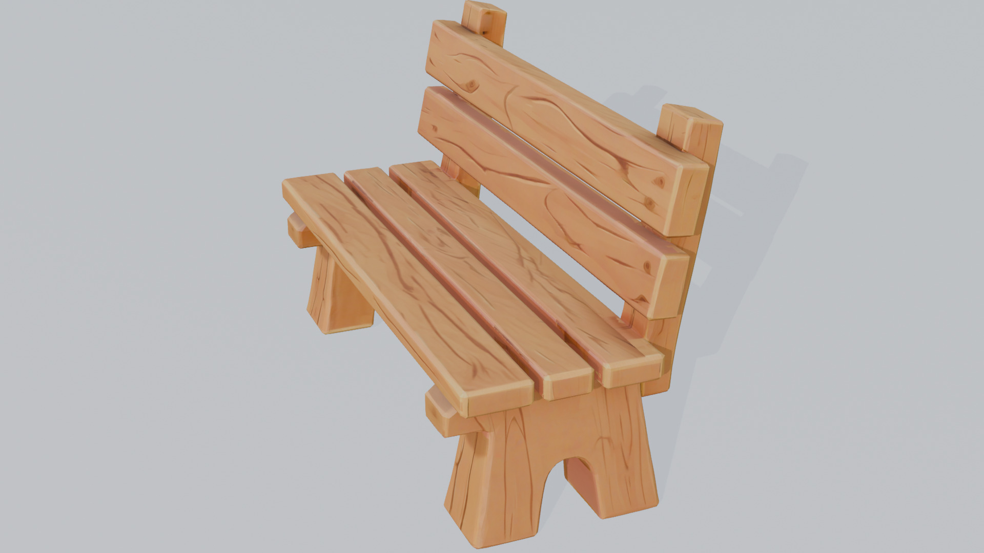 Plain Wooden Bench 0 Game-Ready 3D Model 0 10K Triangles 0 FBX Low-poly 3D model_5