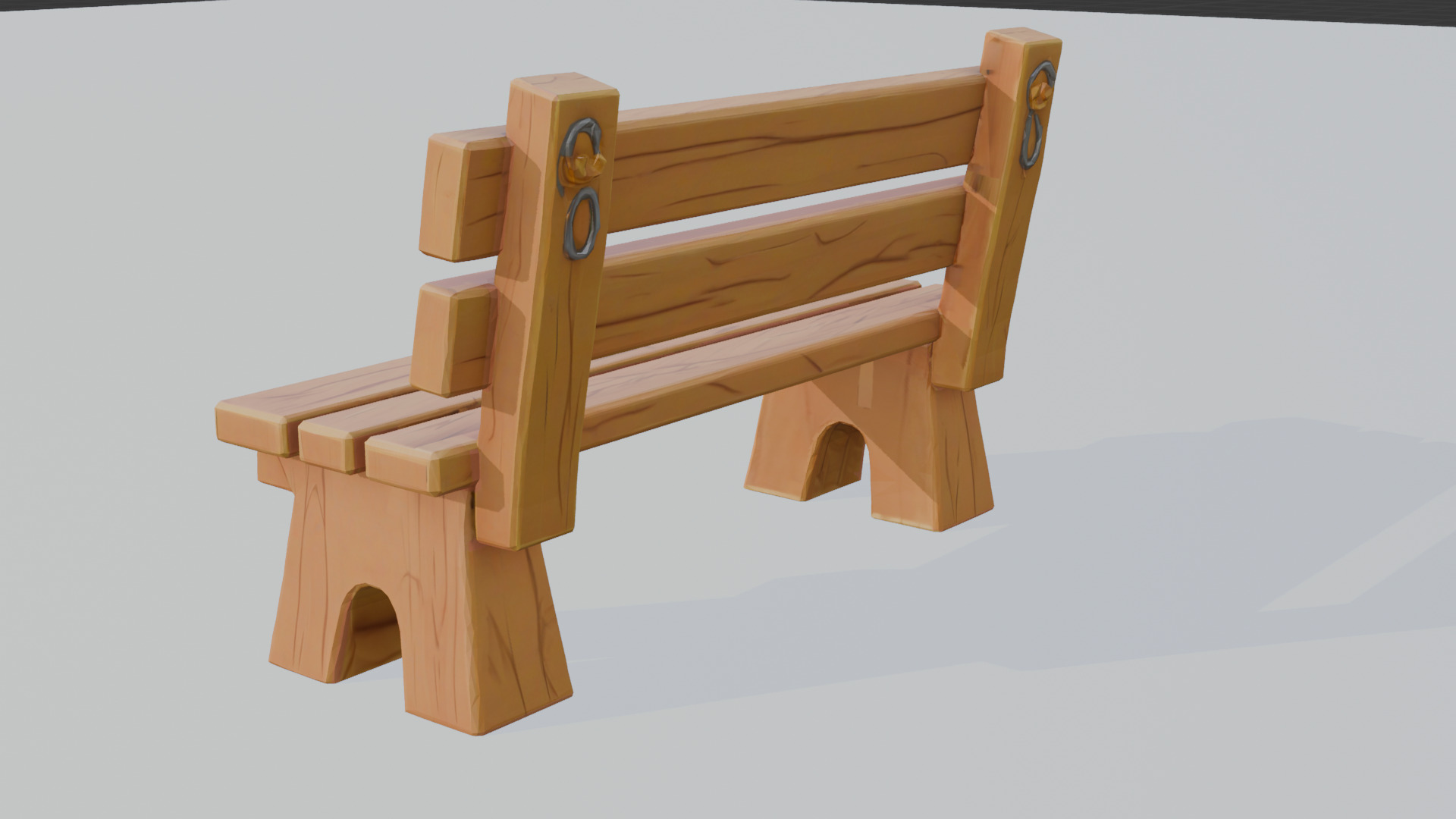 Plain Wooden Bench 0 Game-Ready 3D Model 0 10K Triangles 0 FBX Low-poly 3D model_4