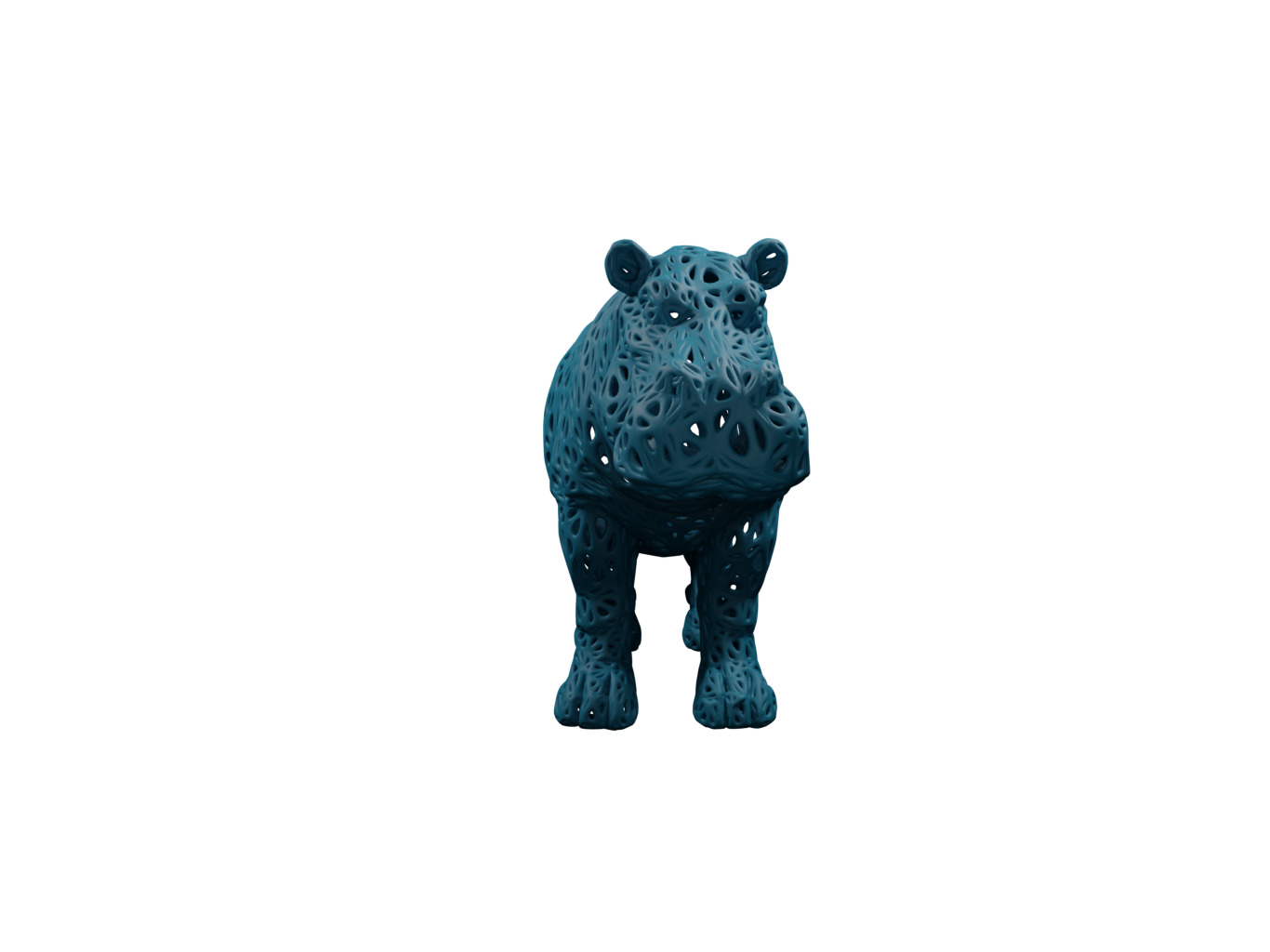 Hippopotamus Voronoi Style 3D print model_1