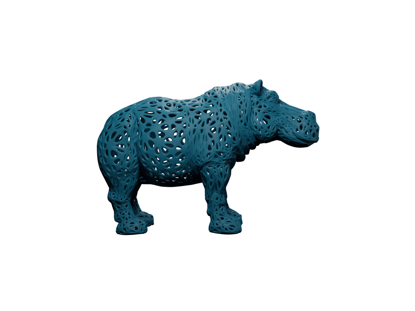 Hippopotamus Voronoi Style 3D print model_2