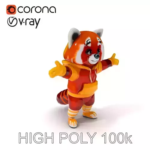 Charming Red Panda Character in Vibrant Hoodie for Game Animation