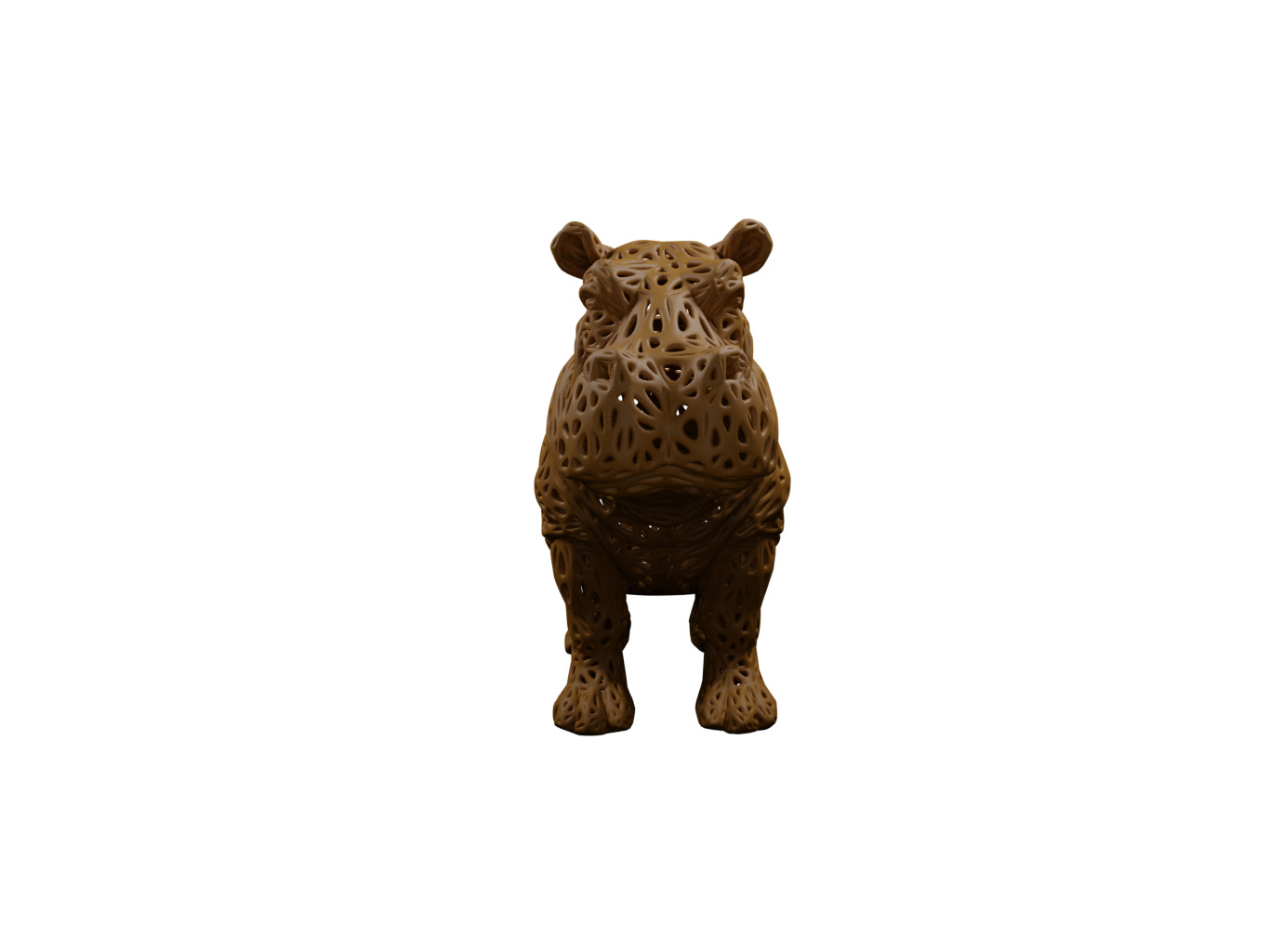 Hippopotamus Voronoi Style 3D print model_1