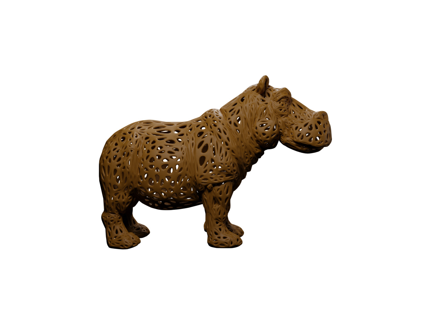 Hippopotamus Voronoi Style 3D print model_2