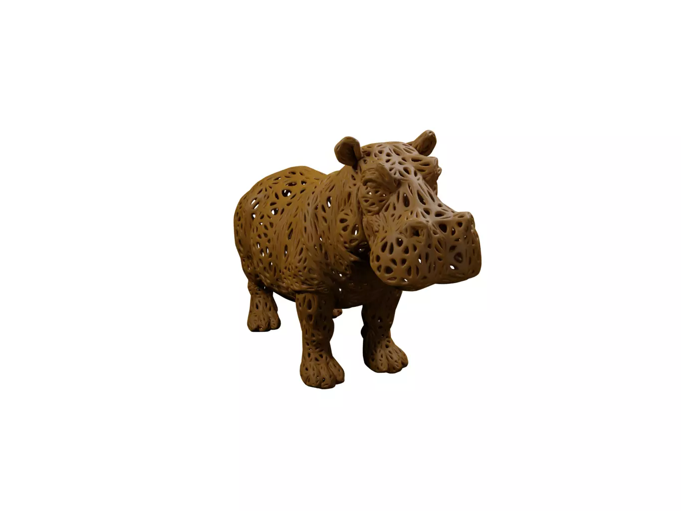 Hippopotamus Voronoi Style 3D print model_0