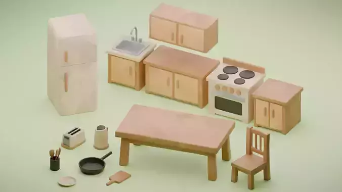 Cozy Kitchen Essentials - Stylized 3D Furniture and Props Pack
