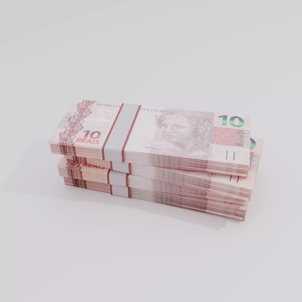 10 Brazil Brazilian Real Currency Low-poly 3D model_0