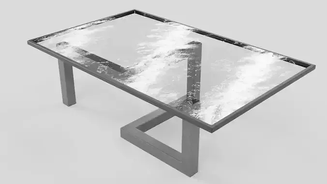 Modern Z Leg Glass Coffee Table Free low-poly 3D model