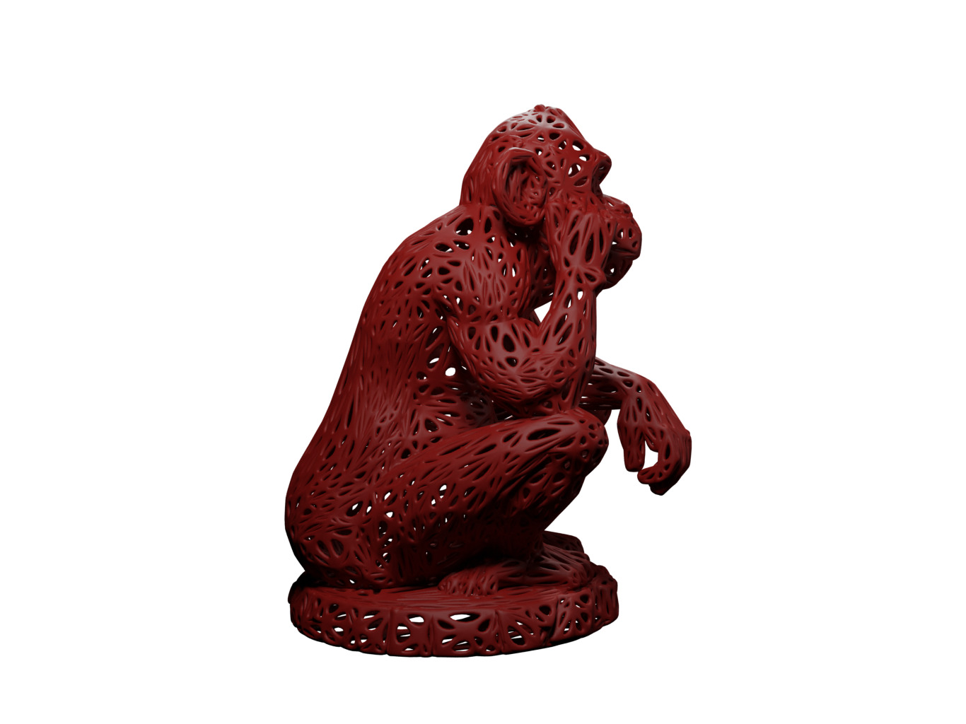Monkey Voronoi Style 3D print model_2