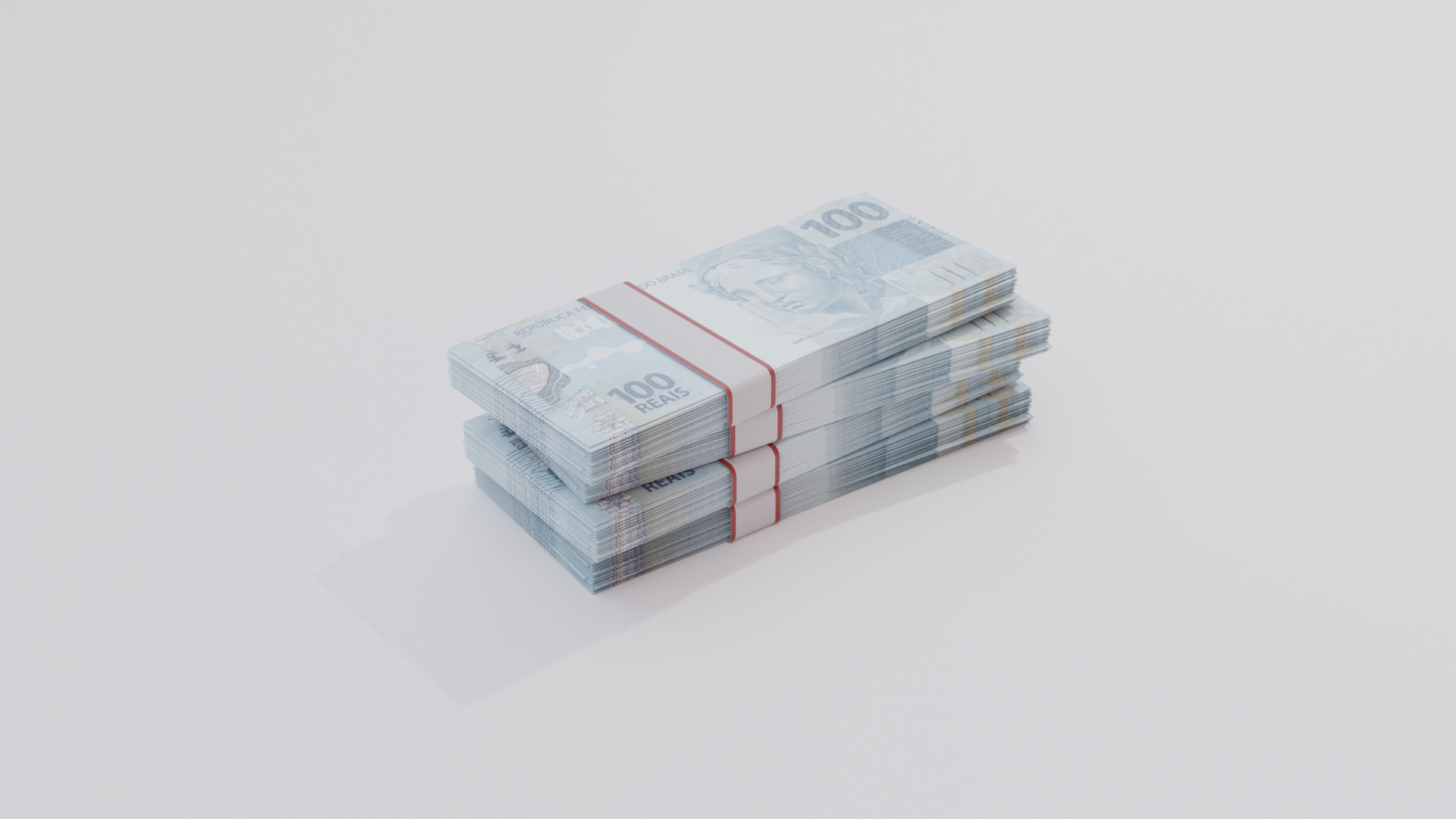 100 Brazil Brazilian Real Currency Low-poly 3D model_2