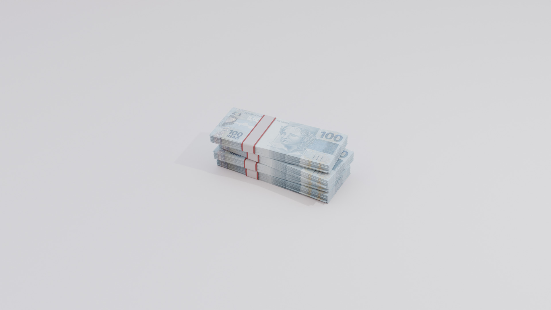 100 Brazil Brazilian Real Currency Low-poly 3D model_4
