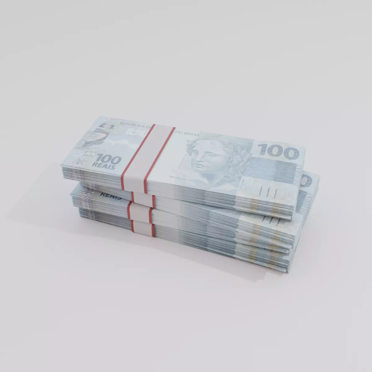 100 Brazil Brazilian Real Currency Low-poly 3D model_0