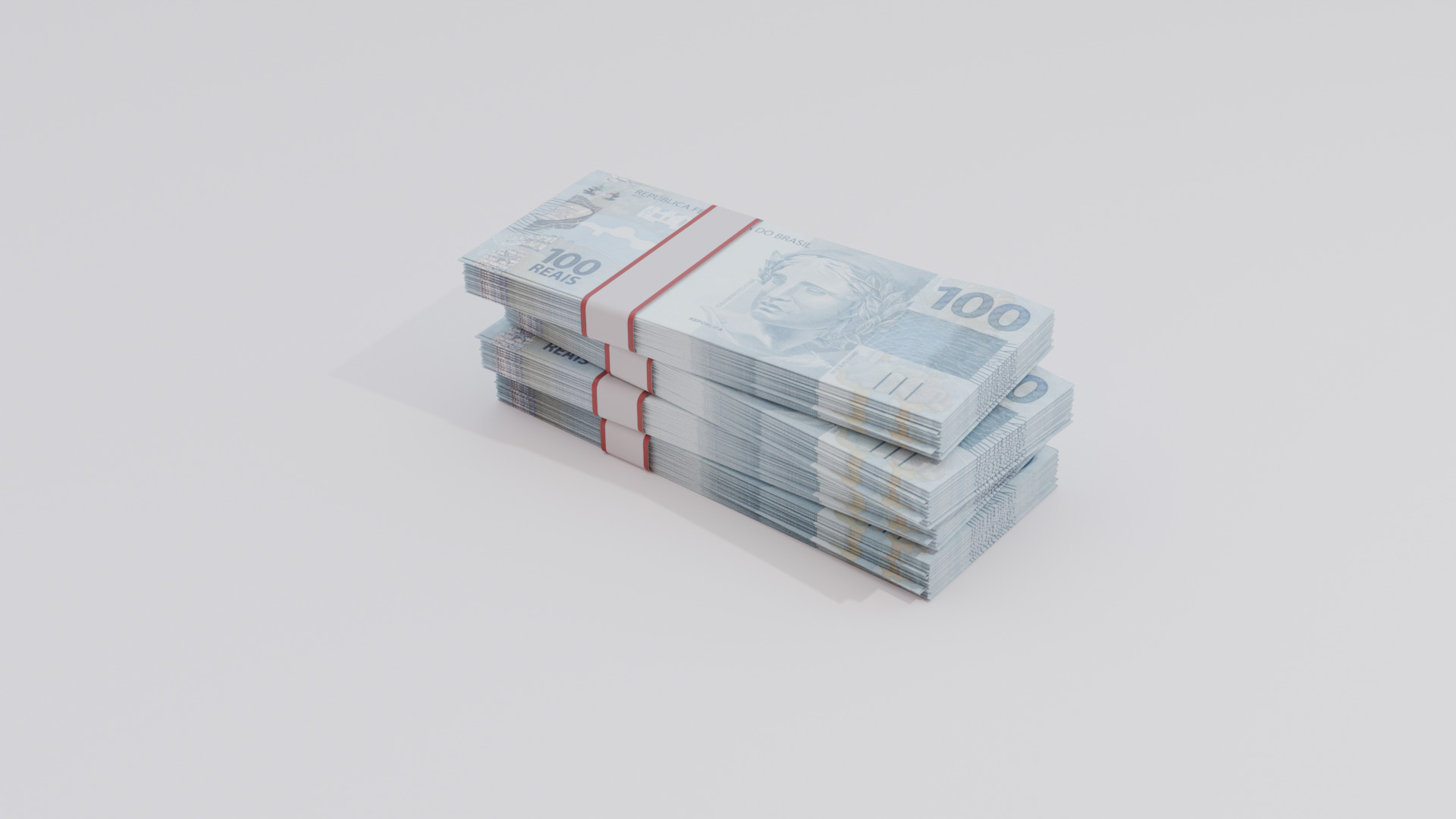 100 Brazil Brazilian Real Currency Low-poly 3D model_1